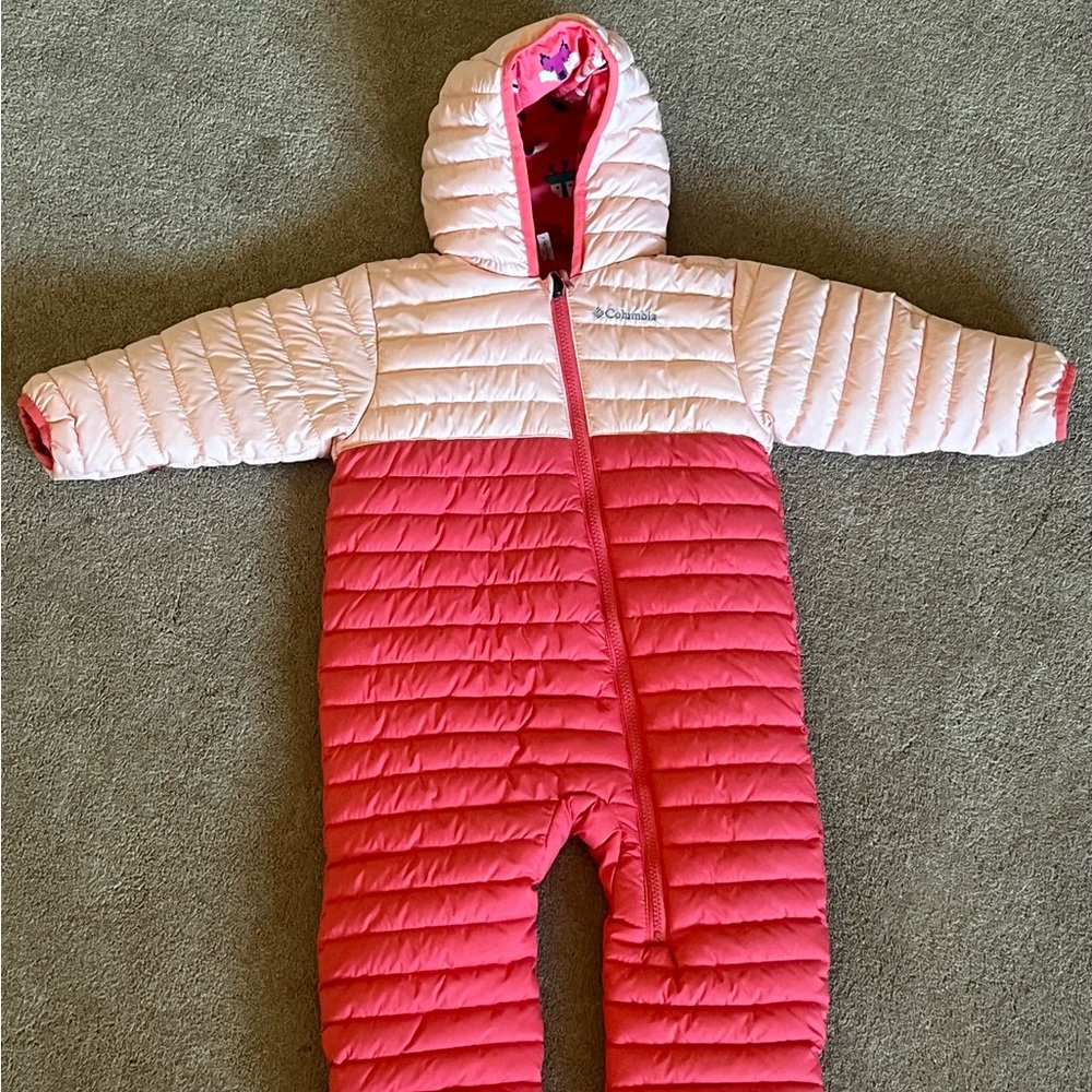 Columbia Two-Tone Pink Baby Snowsuit